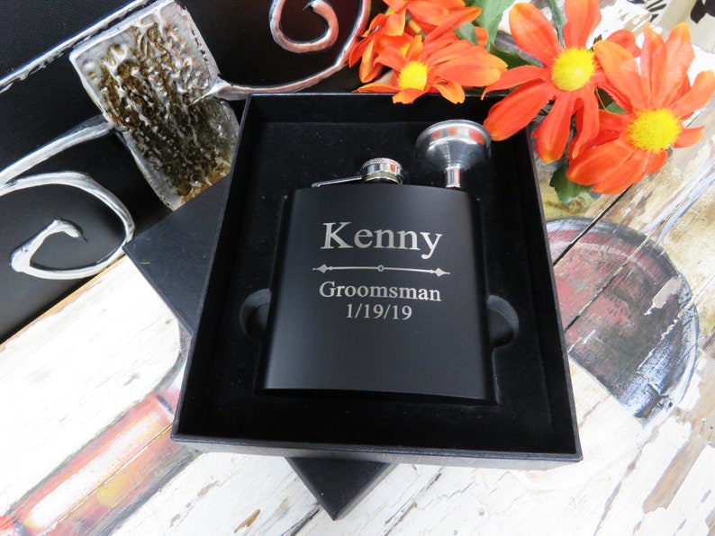 Flask Gift Set Custom Flask Groomsmen Gift Best Man Flask Groomsmen Flask Wedding Party Gift Set of 9 Personalized Flask