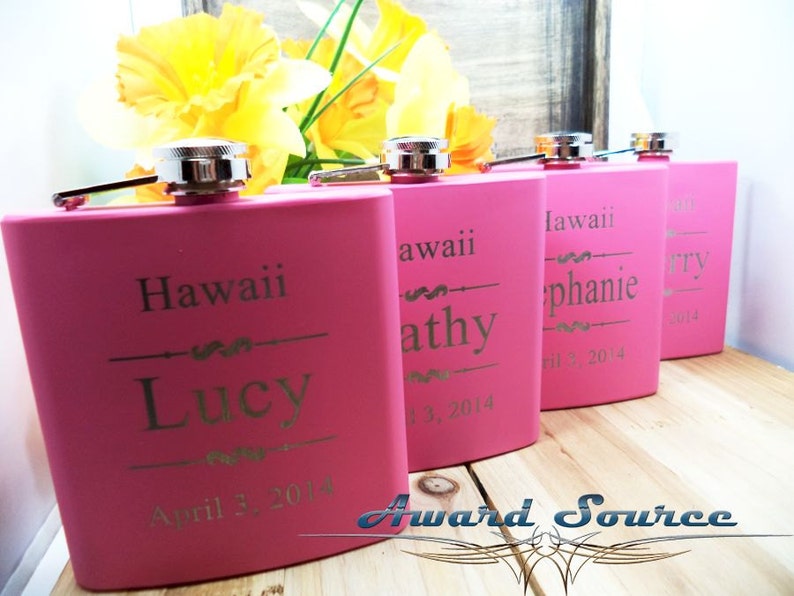 11 Pink Bridesmaid Flask ~With Free Engraving~