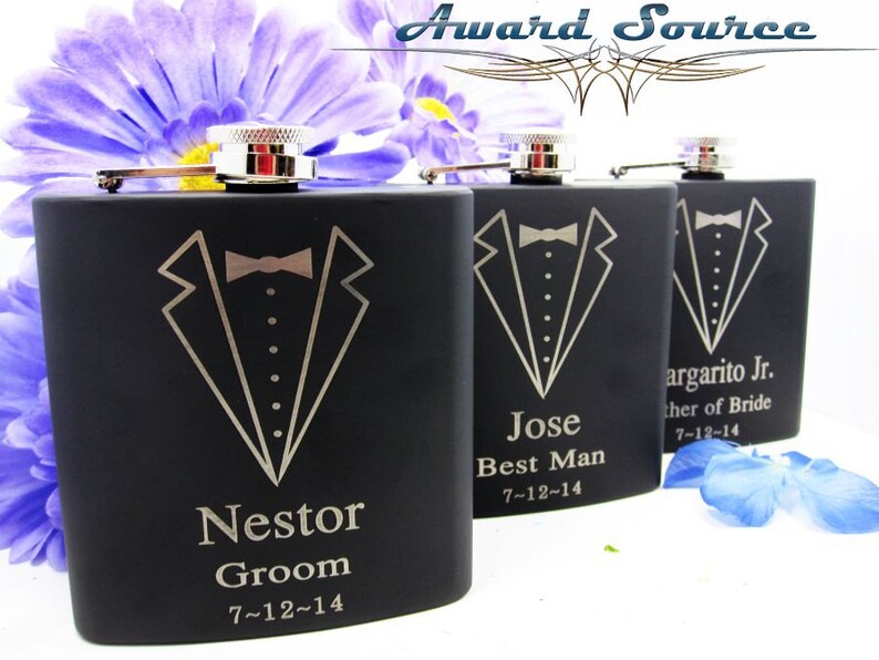 7 Personalized Groomsmen Gift 7 Engraved Flasks Groomsmen Etsy