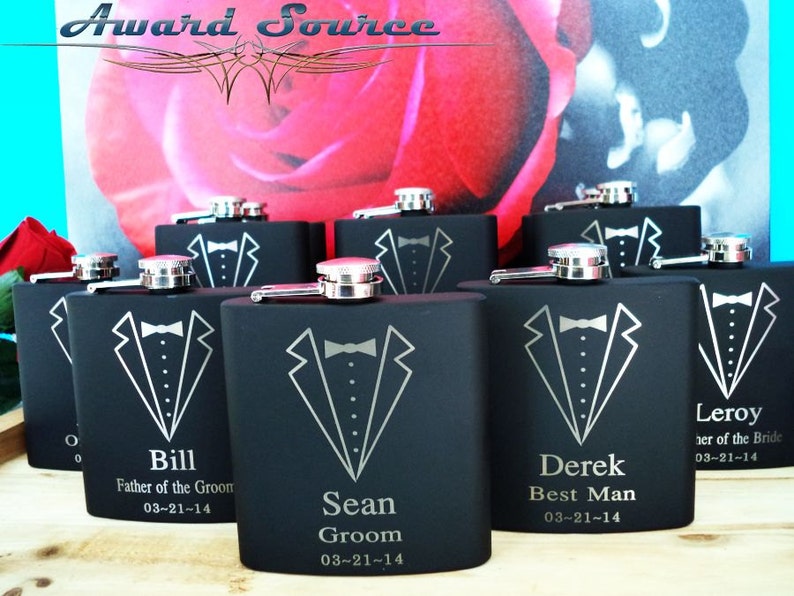 7 Personalized Groomsmen Gift 7 Engraved Flasks Groomsmen Etsy