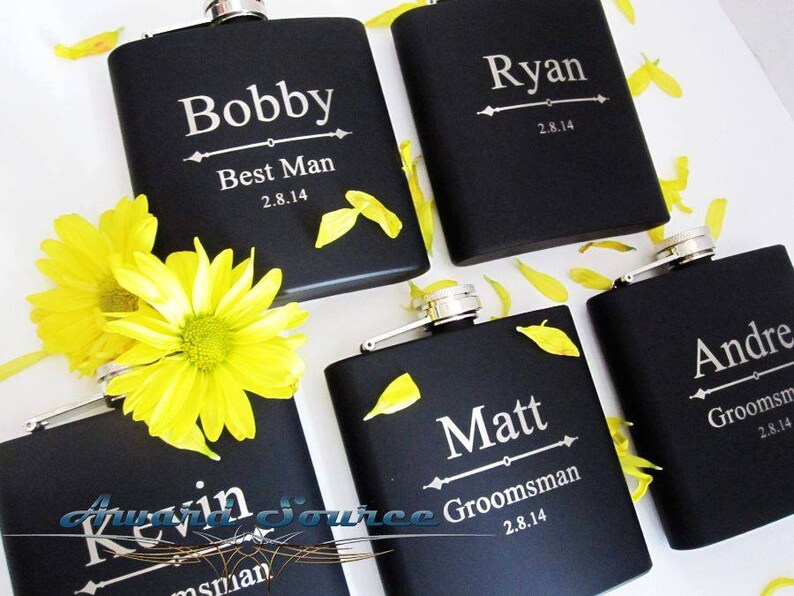 Flask Gift Set Custom Flask Groomsmen Gift Best Man Flask Groomsmen Flask Wedding Party Gift Set of 9 Personalized Flask