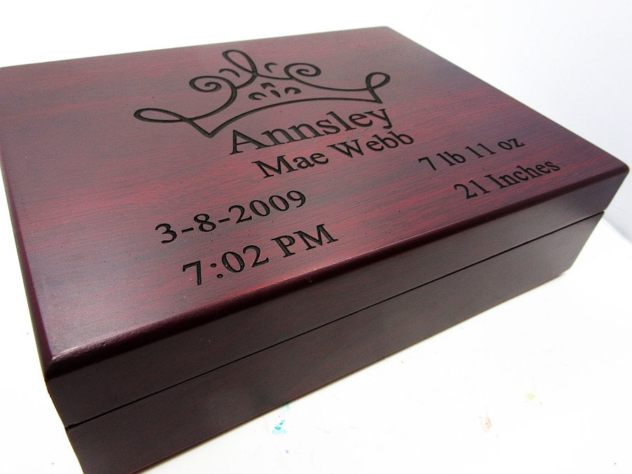Personalized Baby Keepsake Gift Box in Rosewood Finish Baby Etsy