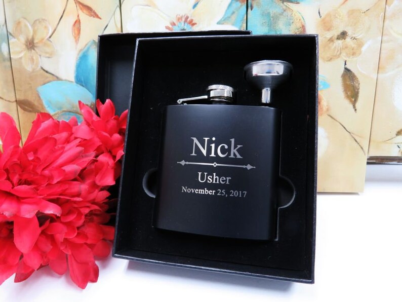 Flask Gift Set Custom Flask Groomsmen Gift Best Man Flask Groomsmen Flask Wedding Party Gift Set of 9 Personalized Flask