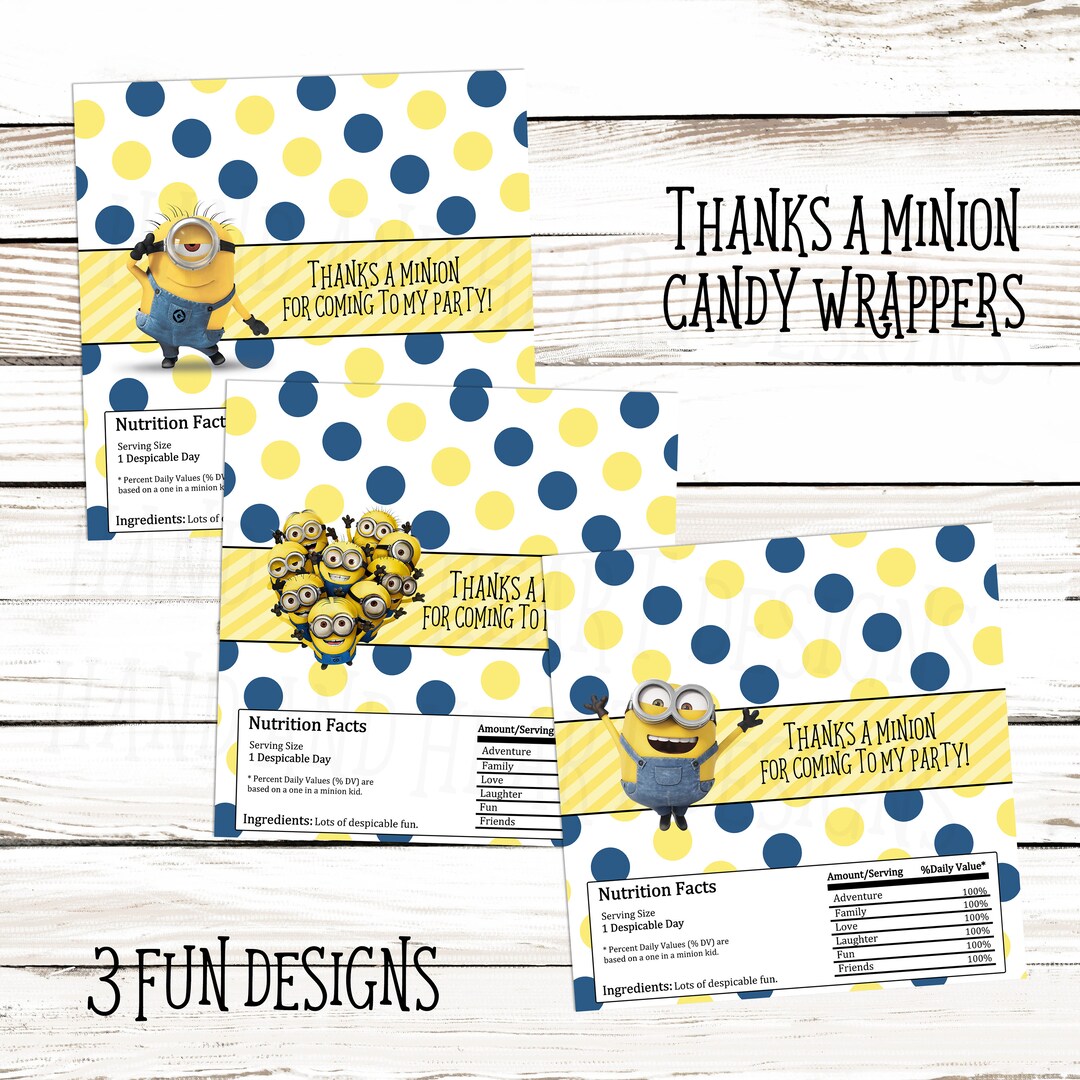 Birthday Minion Candy Bar Wrappers-printable Instant Download, Candy ...