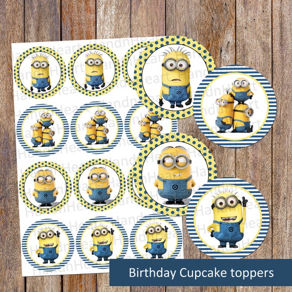 Cupcake A Imprimer Minion Cotillons Toppers Gateau Etsy