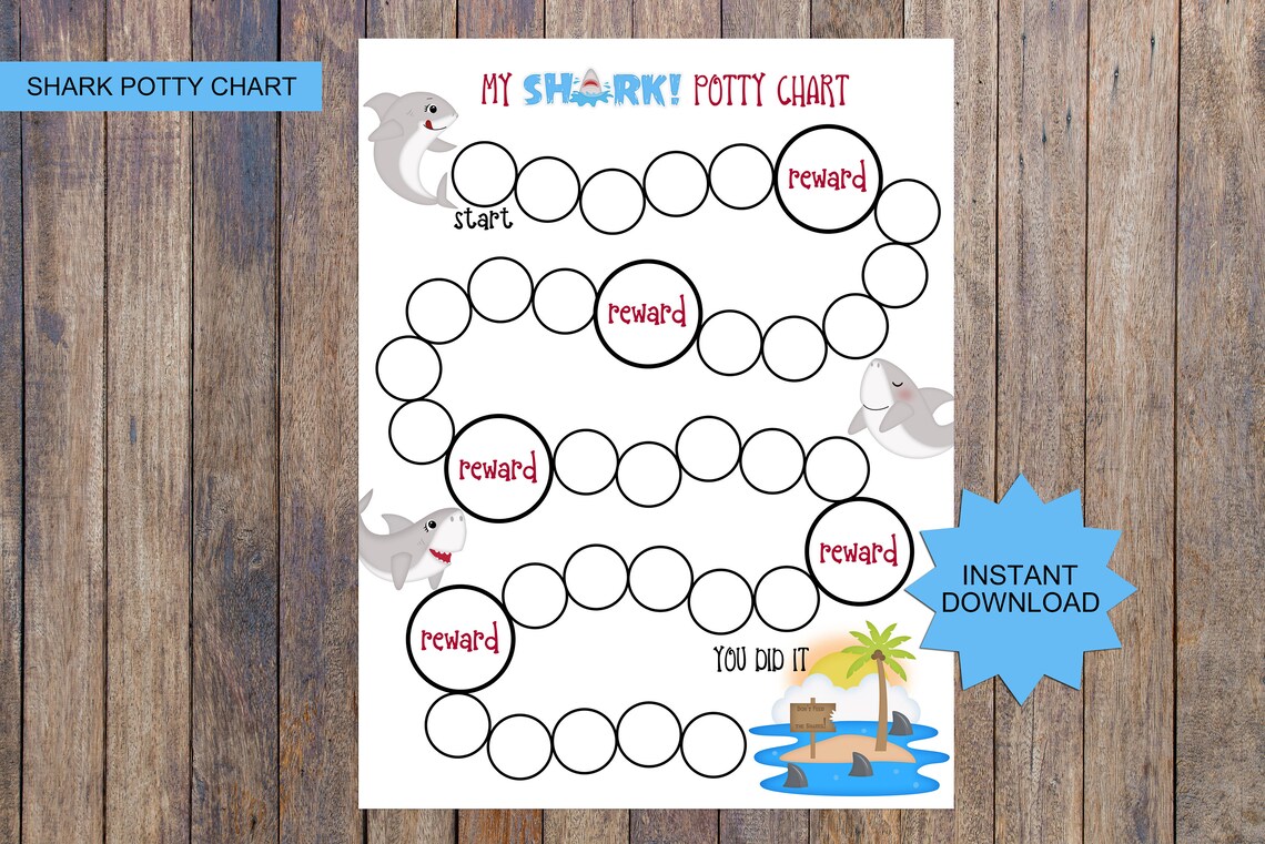 Shark Potty Training Chart Printable Potty Chartpotty Etsy