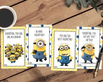 Printable Valentine Cards for Kidsschool Valentinesminions - Etsy
