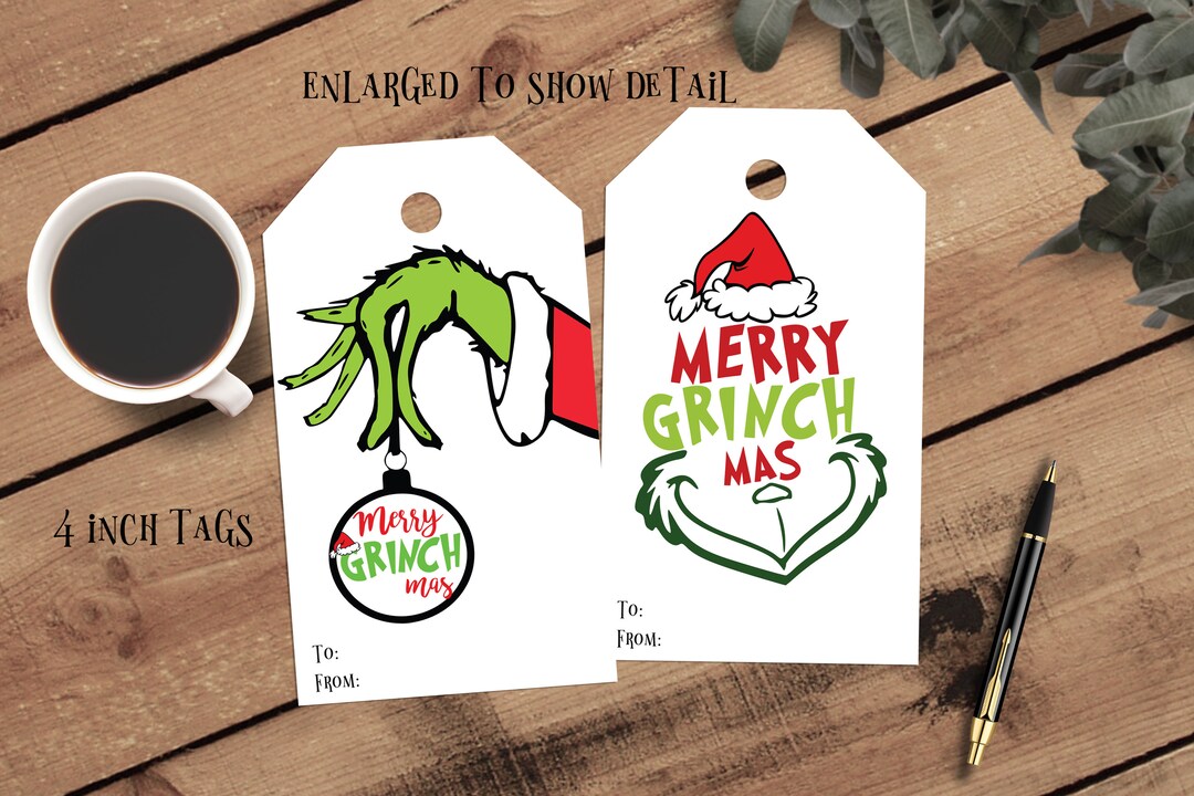 Printable Grinch Christmas Gift Tags,merry Grinchmas,cute Christmas ...