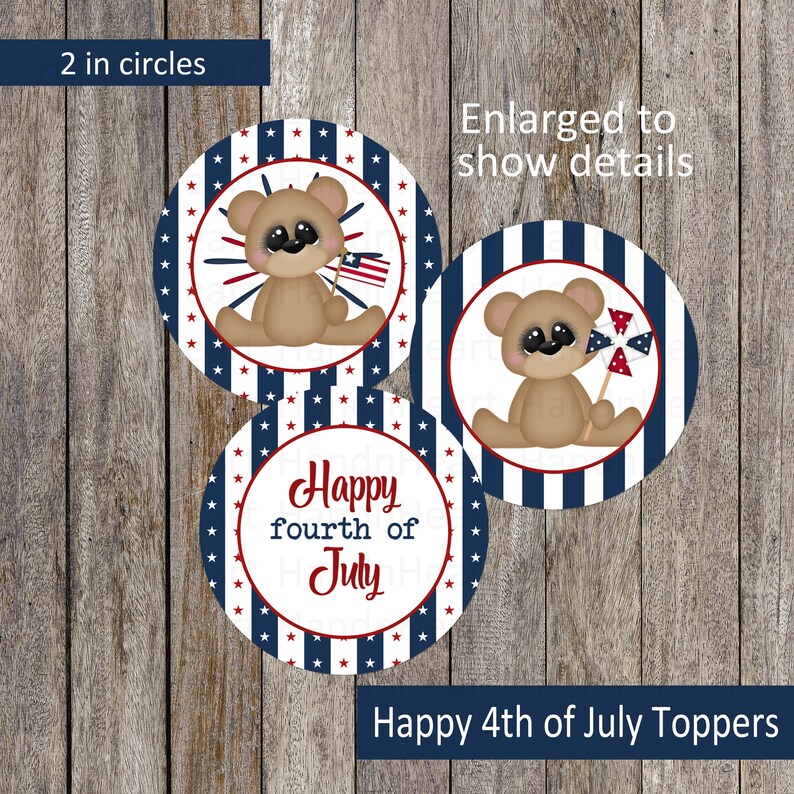 Patriotic Cupcake Toppers,party Favors, Printable Cupcake Toppers ...
