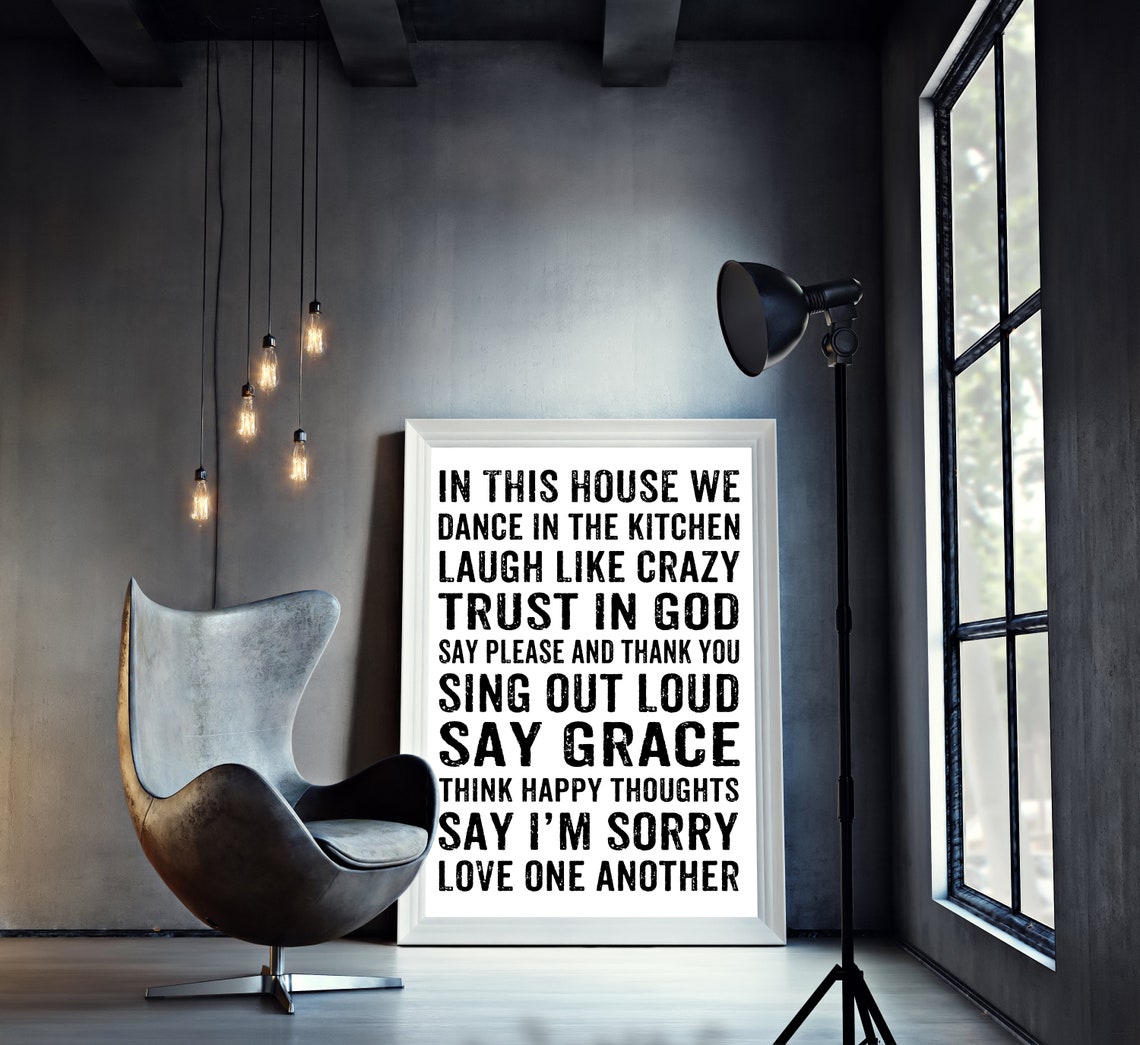 Printable Wall Art in This House We Dance in the Kitchen Laugh Like