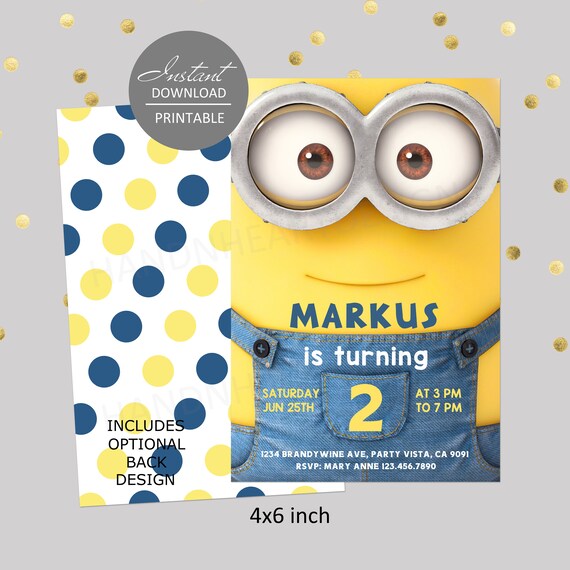 Printable Minion Birthday Invitationmionion Themed Party - Etsy
