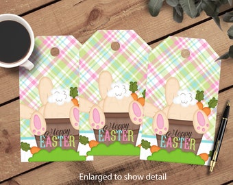 4" Printable Easter gift tags,Easter basket tag,Hoppy Easter,Easter bunny bum,junk journal tags,scrapbooking,pocket letter tags