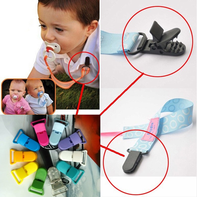 100pcs DIY Plastic KAM Pacifier Clip for 25MM Ribbon,mix 20 Colors,pacifier Holders,soother/paci