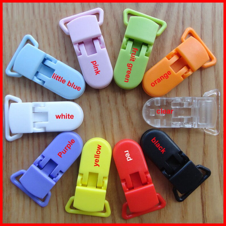 12 color mixed 500pcs Hot D shape Kam Plastic Clip for 20mm ribbon plastic Pacifier clip Dummy Clip Suspender Clip