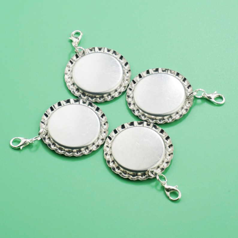 100 Pcs Flattened Silver Bottle Caps With Split Rings - 1 Inch, Double-Sided, Metal Caps For Jewelry, Crafts, Necklaces, Magnets & DIY Projects