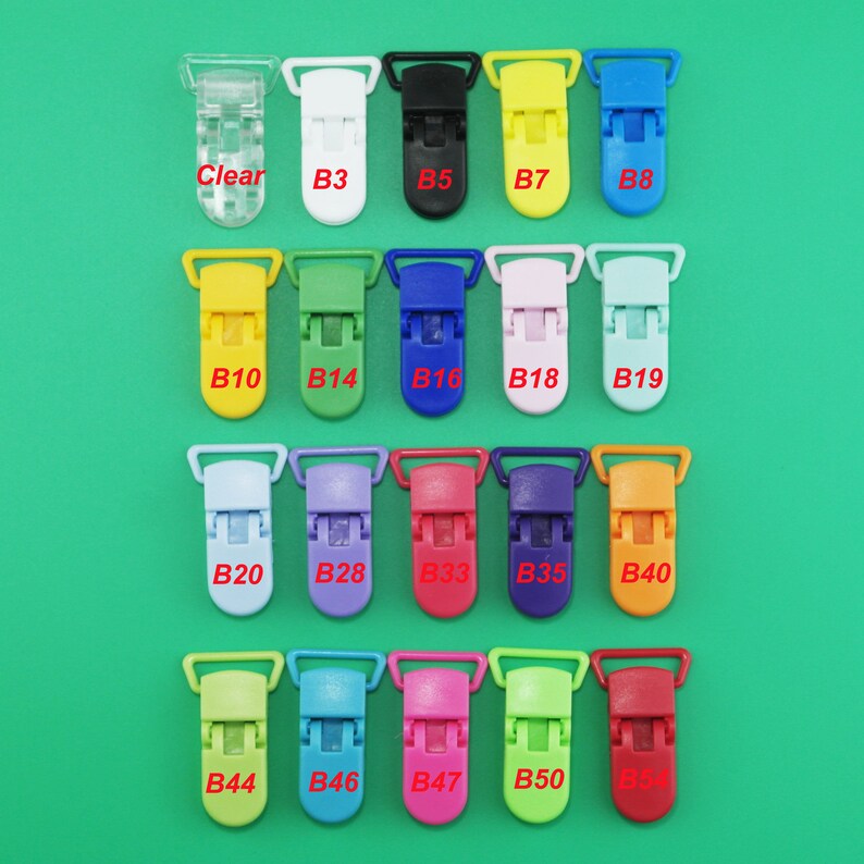50pcs Plastic Pacifier Clips 20MM KAM Clips / Suspender Clips / Mitten