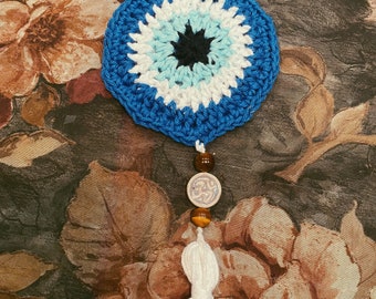 Evil Eye protection wall hanging crochet