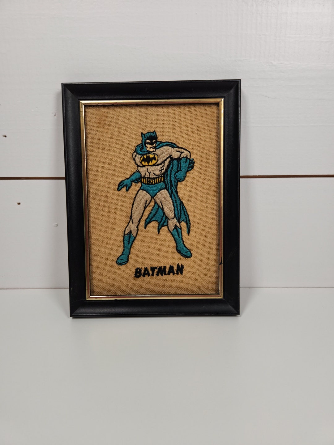 Vintage Framed 1966 Batman Embroidery Needlepointdc Comic Book