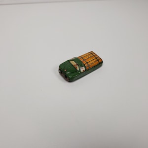 Vintage 1950s Mini Lithograph Tin Car- Green Truck w/ Wood Logs- Collectible Toys- Japan