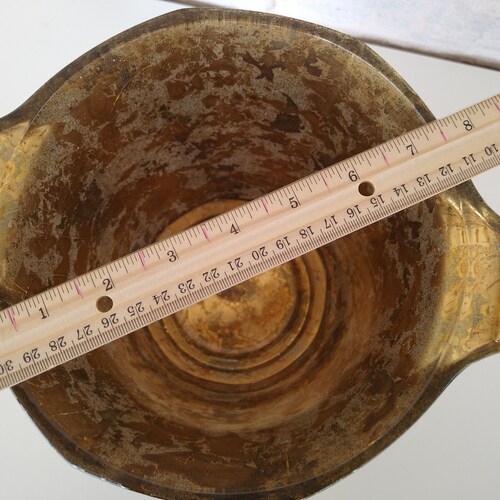 Large Vintage Glass Champagne / shops Wine Bucket- Signed Lesley Roy- Gold Leaf - Ice Bucket- Hollidays New Years Wedding