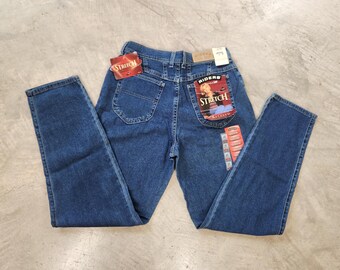 Vintage 90s Riders Lee Relaxed Fit Tapered Leg High Waisted Stretch Jeans Sz 10 Dark Wash NWT- Mom Jeans- Blue Denim-