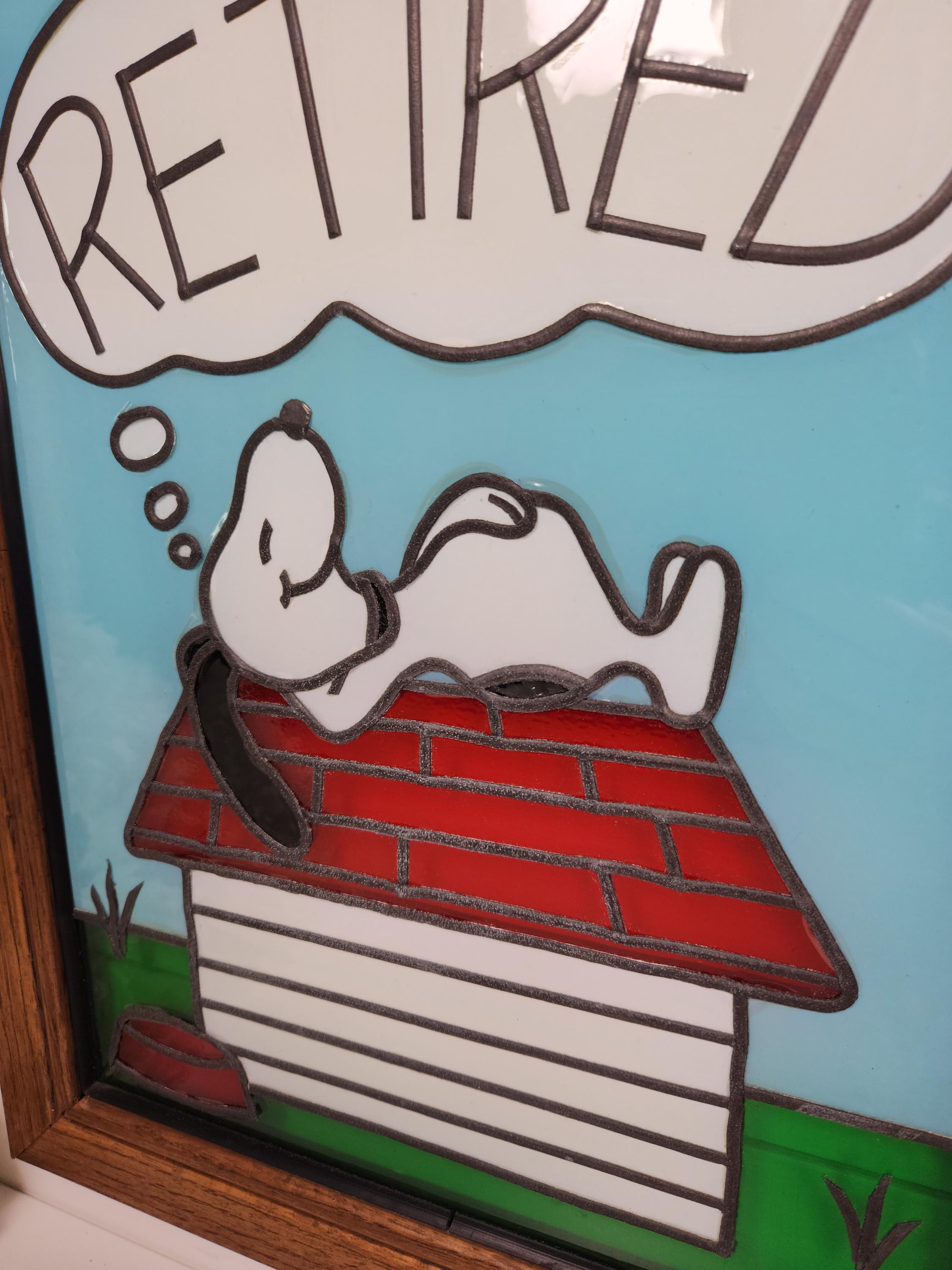 Vintage Snoopy & Woodstock Retired Faux Stained Glass Wall Art