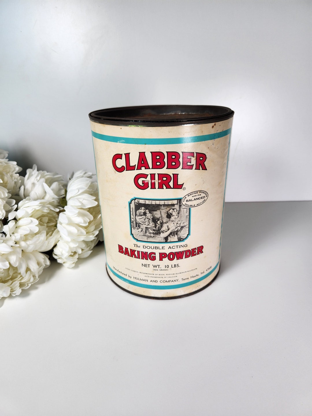 Vintage Clabber Girl Baking Powder Large 10 Lbs Tin Can Etsy