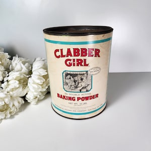 Vintage Clabber Girl Baking Powder LARGE 10 lbs Tin Can- Collectible Advertisement Can