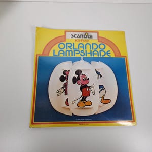 Vintage 1970s Disney Orlando Lampshade Cover Kit- Mickey & Minnie Mouse, Donald Duck- Scanlite