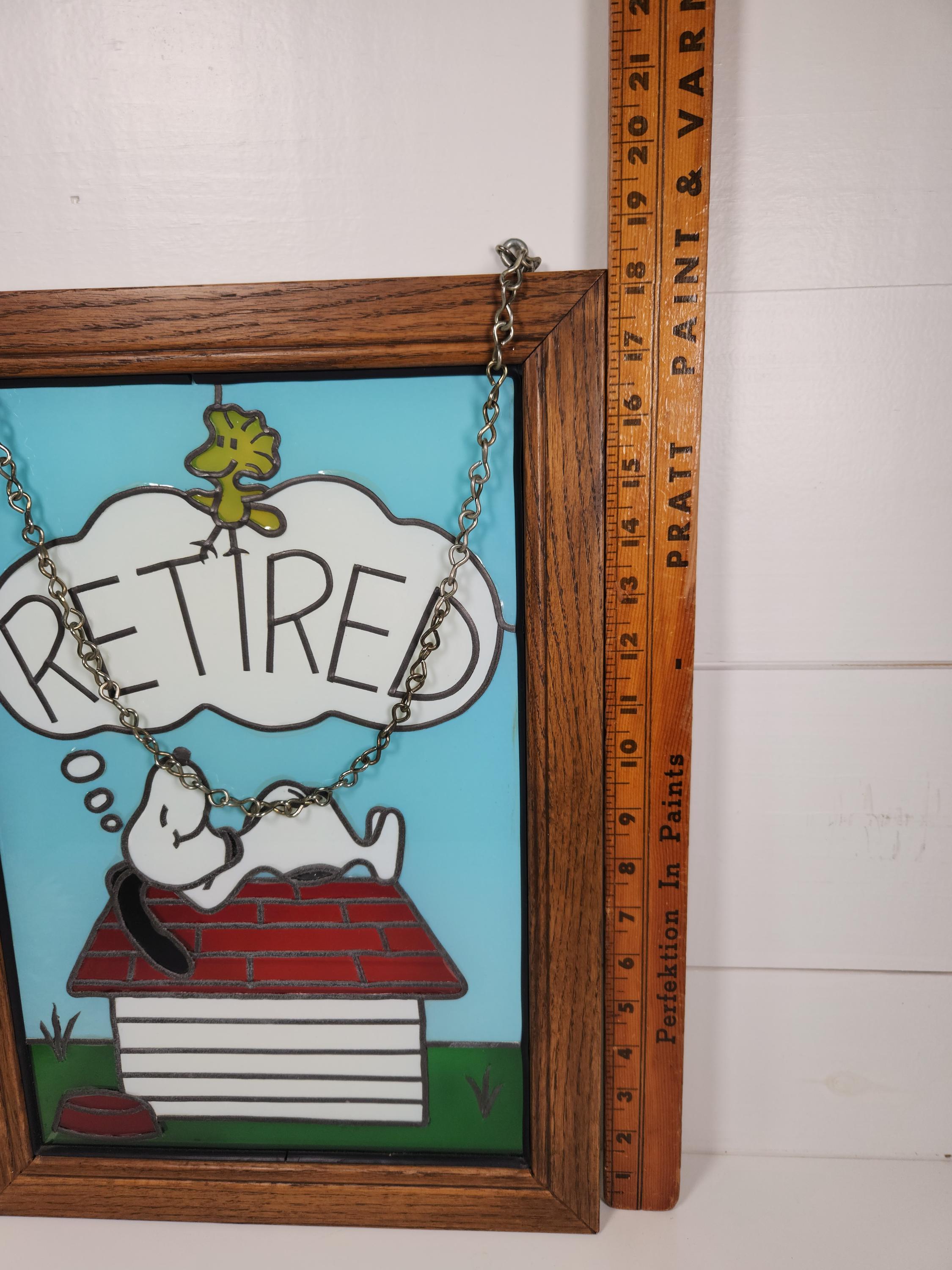 Vintage Snoopy & Woodstock Retired Faux Stained Glass Wall Art