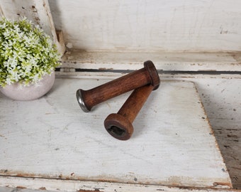 Antique Wooden Weaving Mill Bobbin Spools- Wood Spindle- Primitive Farmhouse, Cottage, French Country