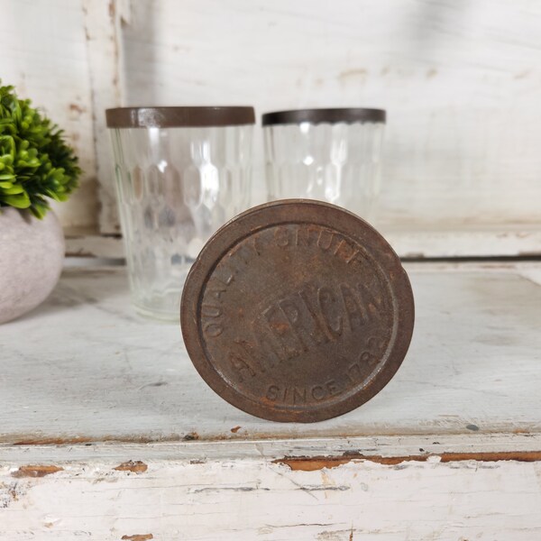 Antique Glass Jars With Metal Lids Etsy