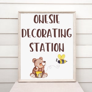 Onesie Decorating Sign - Baby Shower Sign - Honey Bee Baby Shower - Bear Baby Shower - Baby Shower Decorations - Onesie Decorating Station