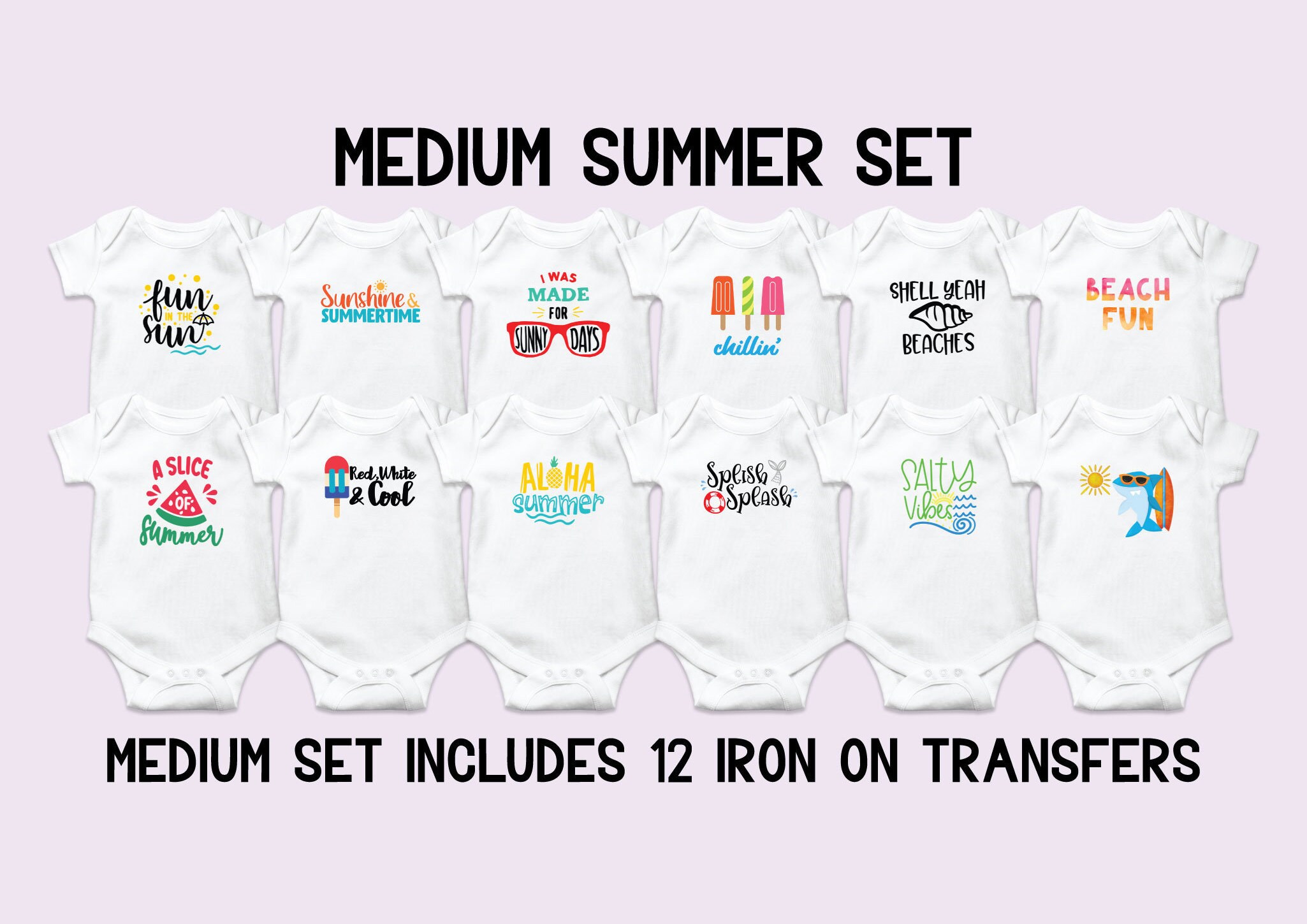 Summer Onesie Decorating Kit, Beach Baby Onesie Iron on Transfers