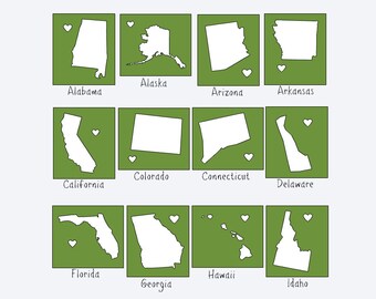 State Stencil with Heart - Custom State Stencil - Custom State Baby Outfit - State Stencil Cup