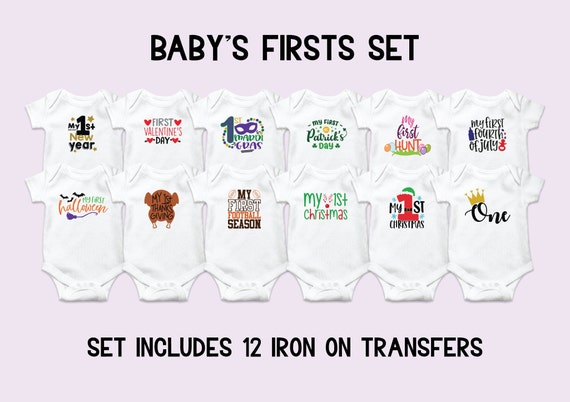 Baby's Firsts Onesie Decorating Kit, Iron On Transfers, First Year