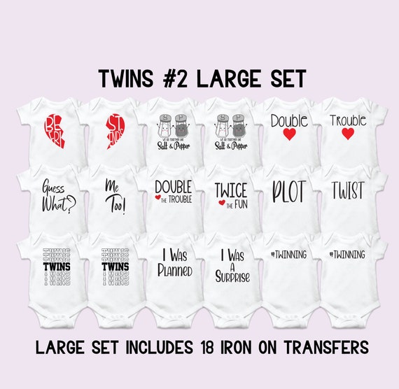 Twins Onesie Decorating Kit, Twins Iron On Transfer, Twins Baby Shower Game, Twins Shower Activity, Iron On Decal, Onesie Decorating Station Il_570xn