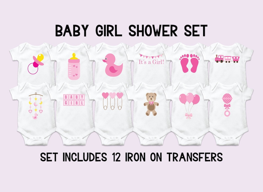 Pink Girly Baby Shower Onesie Decorating Kit, Baby Girl Onesie Station
