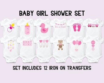 Pink Girly Baby Shower Onesie Decorating Kit, Baby Girl Onesie Station, Pink Baby Girl Decals, Baby Girl Onesie Decorating Kit, Custom Decal