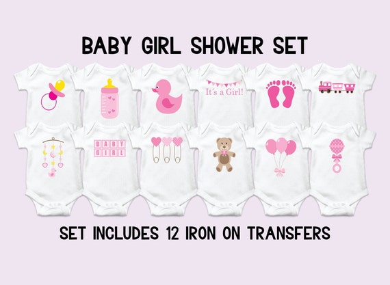 Pink Girly Baby Shower Onesie Decorating Kit, Baby Girl Onesie