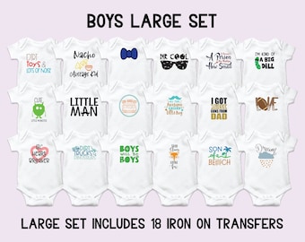 Boys Onesie Iron-On Decals, Baby Shower Activity