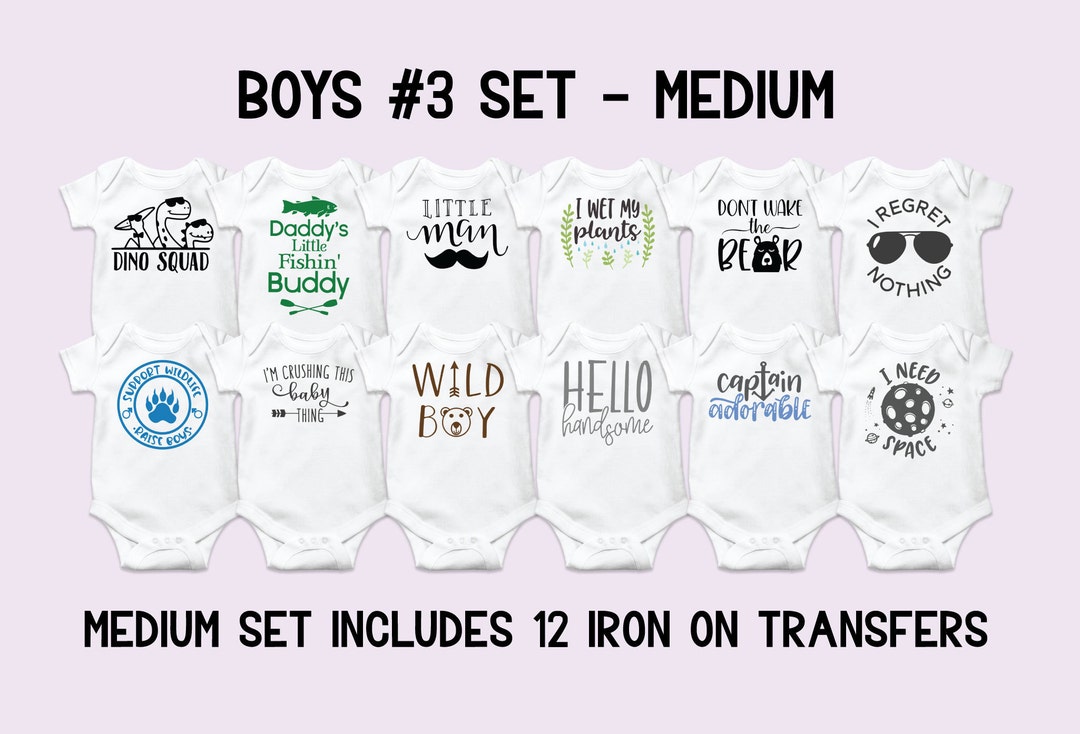 Baby Boy Onesie Decorating Kit, Iron on Onesie Transfers, Baby Boy