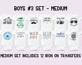 Baby Boy Shower Onesie Iron-On Decals Kit, Decorating Activity