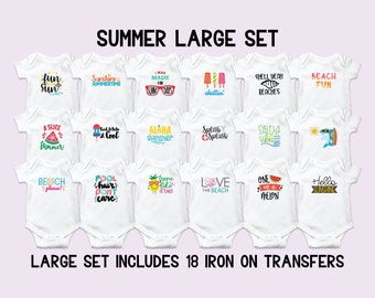 Summer Onesie Decorating Kit, Beach Baby Onesie Iron On Transfers, Summer Themed Shower, Baby Shower Activity, Onesie Decorating Station