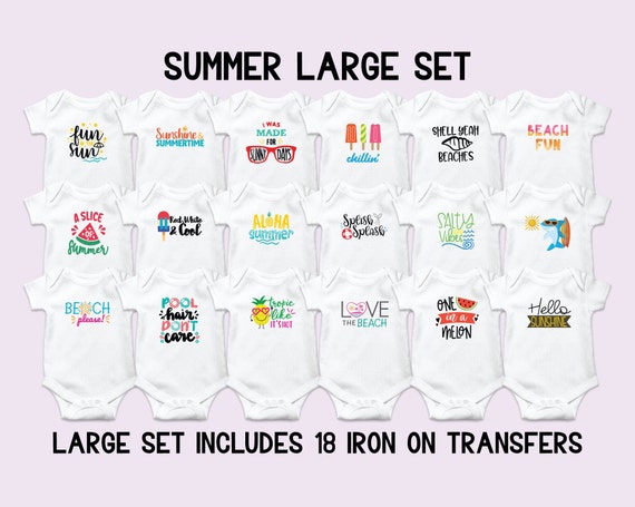 Summer Onesie Decorating Kit, Beach Baby Onesie Iron on Transfers