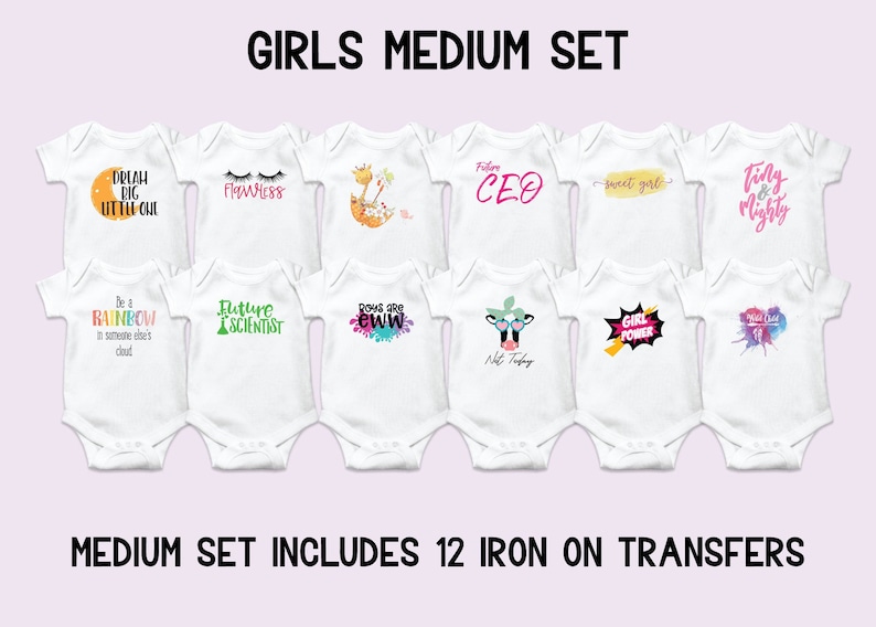 Girls Onesie Decorating Kit Baby Girl Iron on Transfers Girl Etsy