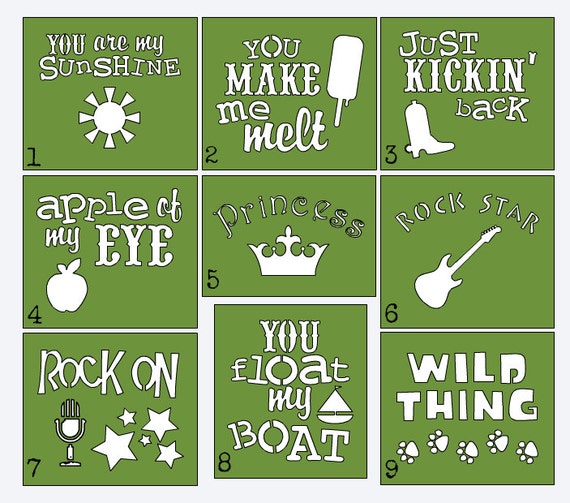 Funny Phrases Stencils - Onesie Decorating Kit - Onesie Painting