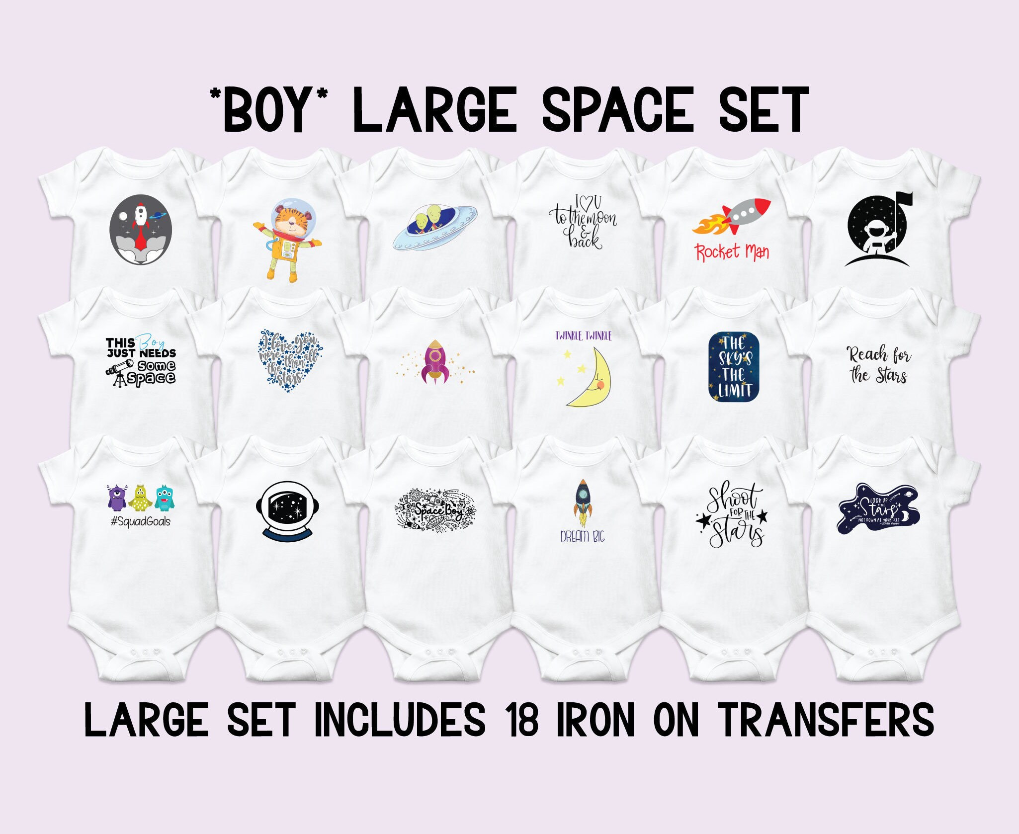 Baby Boy Space Themed Baby Shower Activity, Baby Boy Space Iron-On