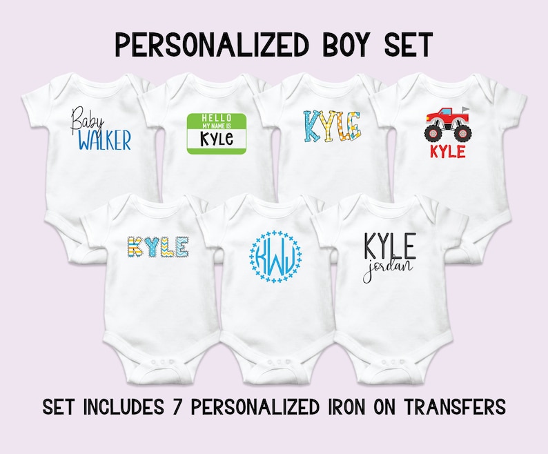Baby Boy Personalized Onesie® Decorating Kit Onesie® Iron on Etsy