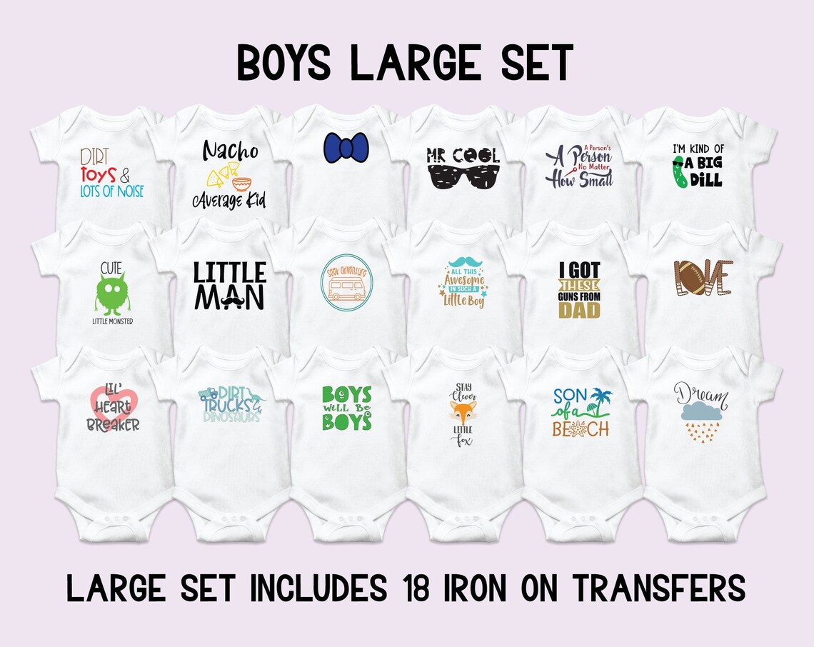 Boys Onesie Decorating Kit Iron on Transfers Baby Boy Shower Etsy